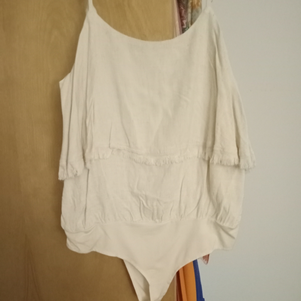 Boho fringe overlay thong bodysuit